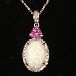 Opal & Pink Sapphire Sterling Silver Necklace